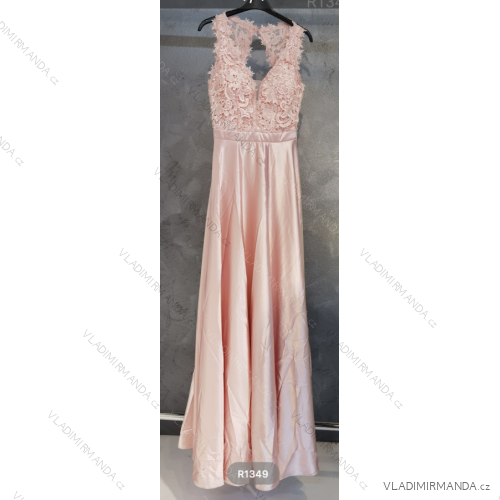 Šaty dlhé elegantné spoločenské na ramienka dámske (S/M ONE SIZE) TALIANSKA MÓDA FMPRP23R1349