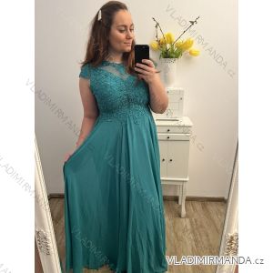 šaty plesové dlhé elegantné spoločenské krátky rukáv dámske nadrozmer (XL/2XL ONE SIZE) TALIANSKA MÓDA IMM2368806-X