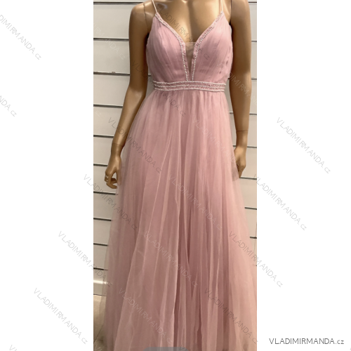 Šaty dlhé elegantné spoločenské na ramienka dámske (S/M ONE SIZE) TALIANSKA MÓDA FMPRP23M-9210
