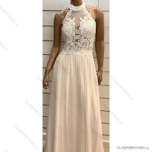 Šaty dlhé elegantné spoločenské na ramienka dámske (S/M ONE SIZE) TALIANSKA MÓDA FMPRP23DF8629