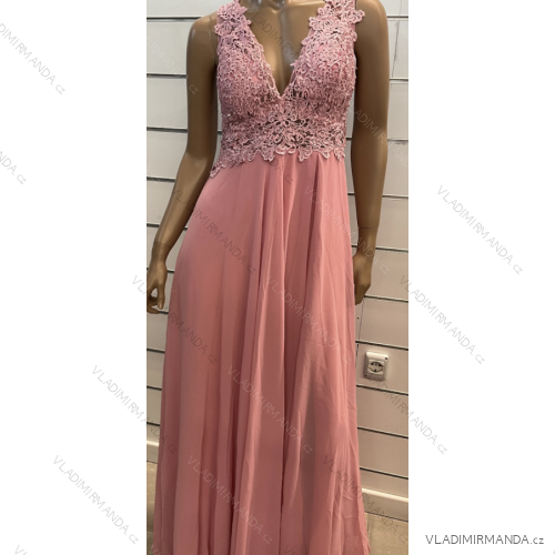 Šaty dlhé elegantné spoločenské na ramienka dámske (S/M ONE SIZE) TALIANSKA MÓDA FMPRP23DF8757