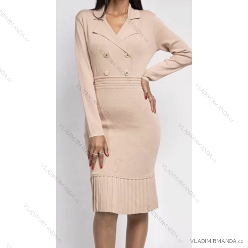 Šaty elegantný dlhý rukáv dámske (S/M ONE SIZE) TALIANSKA MÓDA FMPRP23DPU410