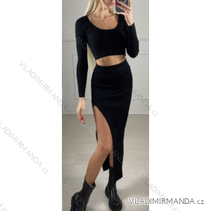 Súprava sukne dlhá a top dlhý rukáv dámska (S/M ONE SIZE) TALIANSKA MÓDA IMPBB23804r