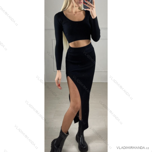 Súprava sukne dlhá a top dlhý rukáv dámska (S/M ONE SIZE) TALIANSKA MÓDA IMPBB23804r