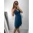 Šaty šifónové elegantné krátke na ramienka dámske (S/M ONE SIZE) TALIANSKA MóDA IM922BONA/DR kráľovská modrá