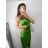 Šaty spoločenské dlhé elegantné na ramienka satén dámske (S/M ONE SIZE) TALIANSKA MÓDA IMPSH236357A/DU -   zelená smaragdová -   S/M/L
