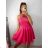 Šaty elegantné krátke bez rukávov spoločenské dámske (S/M ONE SIZE) TALIANSKA MÓDA IMM22Q52233/UL S/M červená