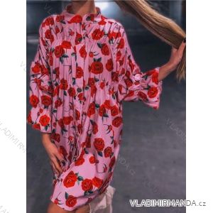 Šaty košeľové oversize dlhý rukáv dámske (S/M ONE SIZE) TALIANSKA MÓDA IMWY23013
