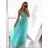 Šaty spoločenské elegantné na ramienka dlhé plesové dámske (S/M, M/L ONE SIZE) TALIANSKA MÓDA IMM229067L - modrá mintova - S/M