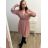 Šaty elegantný šifonové, žabičkování dlhý rukáv dámske nadrozměr  (X/2XLL ONE SIZE) TALIANSKA MóDA IM422VERONA