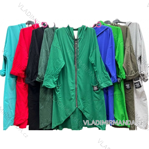 Mikina na zips s kapucňou dlhý rukáv dámska nadrozmer (2XL/3XL ONE SIZE) TALIANSKA MóDA IM423049