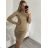 Šaty úpletové s rolákom dlhý rukáv dámske (S/M ONE SIZE) TALIANSKA MÓDA IMWAANG-2308 smaragdová S/M