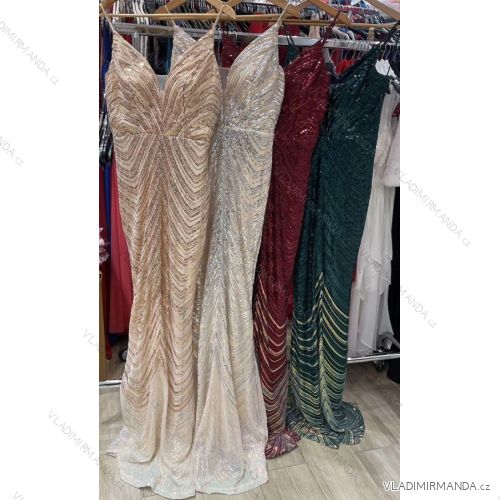 Šaty spoločenské dlhé na ramienka dámske (S/M ONE SIZE) TALIANSKA MODA IMM23055