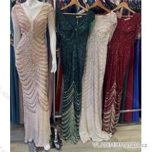 Šaty spoločenské dlhé krátky rukáv dámske (S/M ONE SIZE) TALIANSKA MODA IMM23057
