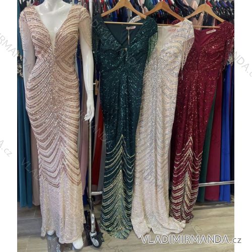 Šaty spoločenské dlhé krátky rukáv dámske (S/M ONE SIZE) TALIANSKA MODA IMM23057