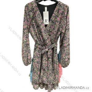 Šaty dlhý rukáv kvetované dámske (S/M ONE SIZE) TALIANSKA MÓDA IMM23EL2635