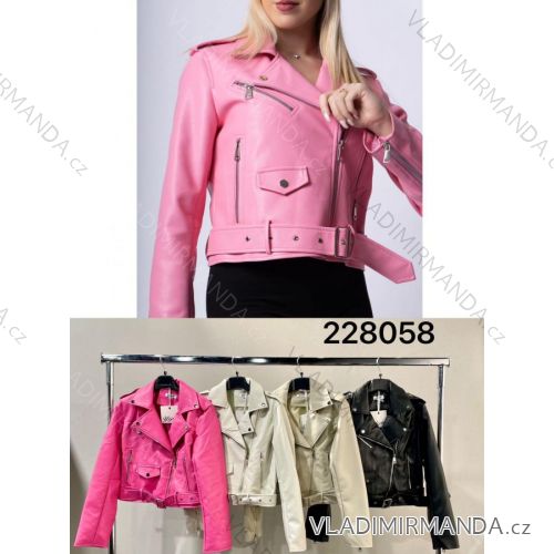 Bunda koženková dlhý rukáv dámska (S-XL) TALIANSKA MÓDA IMM23MS228058