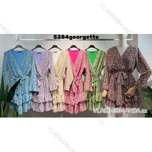 Šaty dlhý rukáv kvetované dámske (S/M ONE SIZE) TALIANSKA MÓDA IMM23HG5294