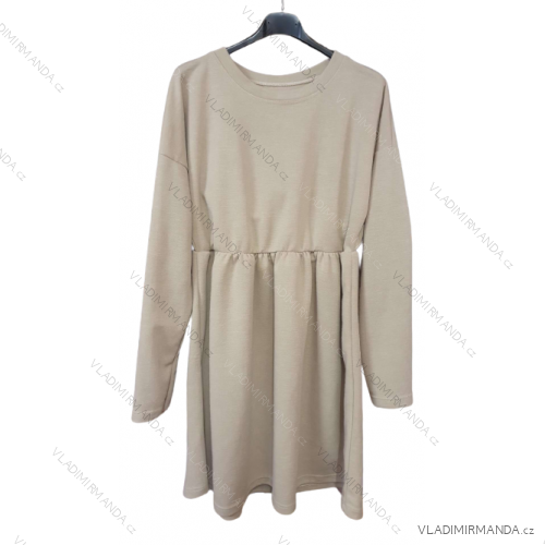 Šaty teplé dlhý rukáv dámske (S/M ONE SIZE) TALIANSKA MÓDA IMD22999/DU béžová S/M