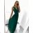 Šaty elegantné spoločenské na ramienka dámske (S/M ONE SIZE) TALIANSKA MÓDA IMPSH2380636/DU S/M tmavo modrá