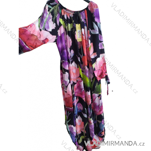 Šaty carmen krátky rukáv dámske nadrozmer (XL/2XL/3XL ONE SIZE) POLSKÁ MÓDA PMLT22ELIZ/DU