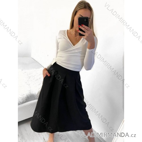 Sukňa stredne dlhá dámska (S/M ONE SIZE) TALIANSKA MÓDA IMM23HG4911/DU S/M čierna
