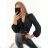 Top/blúzka dlhý rukáv dámske (S/M ONE SIZE) TALIANSKA MÓDA IMM23MS36009/DU S/M čierna