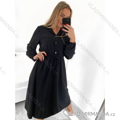 Šaty dlhé košeľové dlhý rukáv dámske (S/M ONE SIZE) TALIANSKA MÓDA IMWGS223419