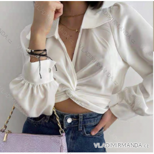 Blúzka/crop top elegantný dlhý rukáv dámska (S/M ONE SIZE) TALIANSKA MÓDA IMPHD23059