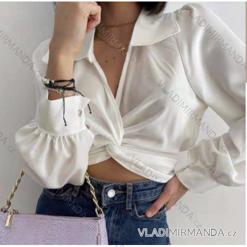 Blúzka/crop top elegantný dlhý rukáv dámska (S/M ONE SIZE) TALIANSKA MÓDA IMPHD23059