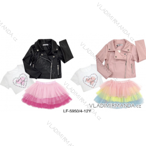 Súprava sukne a koženková bunda a tričko dorast dievčenské (4-12 rokov) TALIANSKA MÓDA IMPWK23LF-5950
