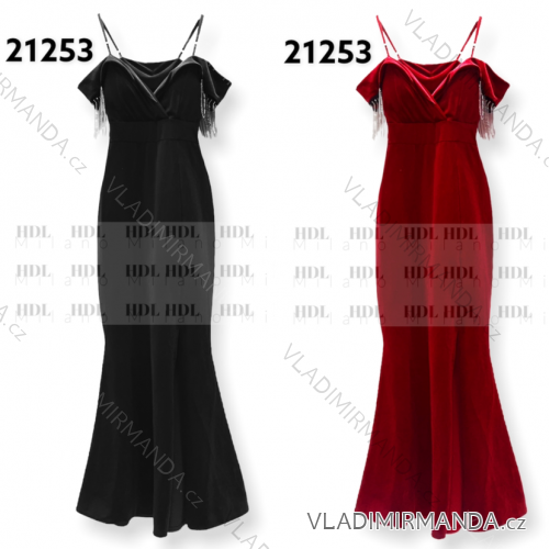 Šaty dlhé spoločenské na ramienka dámske (S/M ONE SIZE) TALIANSKA MÓDA IMPHD2321253