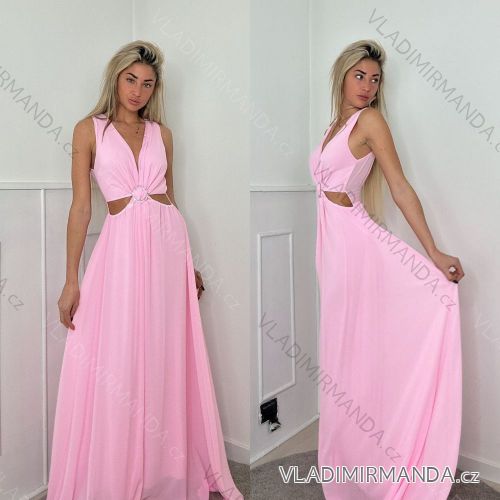 Šaty dlhé elegantné bez rukávov dámske (S/M ONE SIZE) TALIANSKA MÓDA IMPBB23A11660