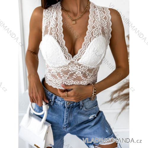 Top croptop čipkový bez rukávov dámsky (S/M ONE SIZE) TALIANSKA MÓDA IMPBB23D1148