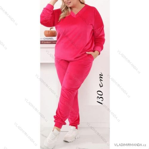 Súprava zamatová tepláková mikina a tepláky dámska nadrozmer (2XL/3XL ONE SIZE) POLSKÁ MÓDA IMWT23186
