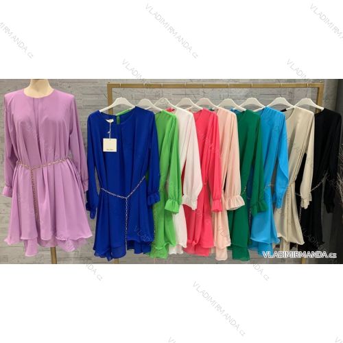 Šaty s opaskom dlhý rukáv dámske (S/M ONE SIZE) TALIANSKA MÓDA IMWB23194