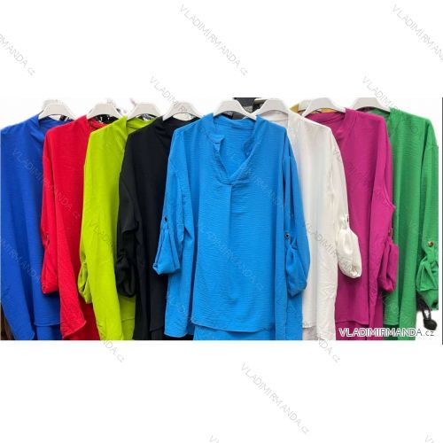 Tunika košeľová dlhý rukáv dámska nadrozmer (3XL/4XL ONE SIZE) TALIANSKA MÓDA IMWT23204