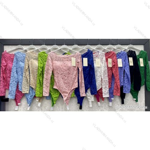 Body krajkové dlhý rukáv dámske (S/M ONE SIZE) TALIANSKA MÓDA IMWBB23256