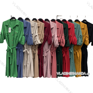 Šaty košeľové dlhý rukáv dámske nadrozmer (2XL/3XL ONE SIZE) TALIANSKA MÓDA IMC23070