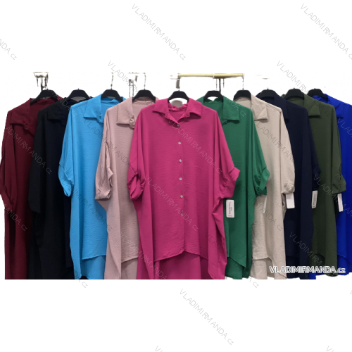 Tunika košeľa predĺžená 3/4 dlhý rukáv dámska nadrozmer (2XL/3XL/4XL ONE SIZE) TALIANSKA MÓDA IMC23093