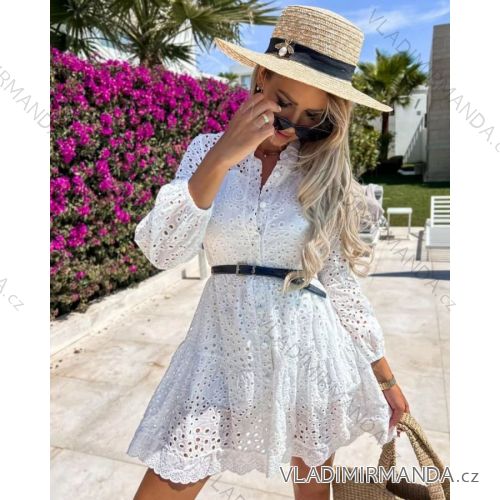 Šaty elegantné krajkové dlhý rukáv dámske (S/M ONE SIZE) TALIANSKA MÓDA IMPOC236378