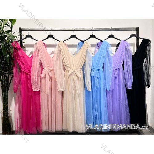 Šaty elegantný dlhý rukáv dámske (S/M ONE SIZE) TALIANSKA MÓDA IIMPLM2324406