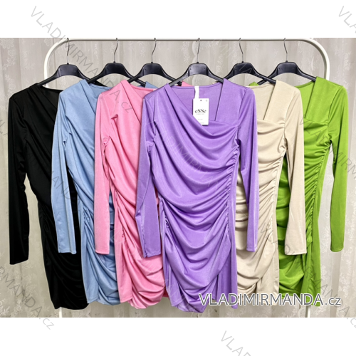 Šaty elegantný dlhý rukáv dámske (S/M ONE SIZE) TALIANSKA MÓDA IMPLP2384380090