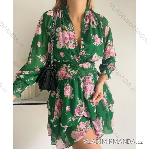 Šaty elegantný dlhý rukáv dámske kvetované (S/M ONE SIZE) TALIANSKA MÓDA IMPLP2363530012