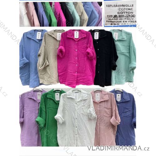 Košeľa oversize bavlnená dlhý rukáv dámska (S/M ONE SIZE) TALIANSKA MÓDA IMWC23425