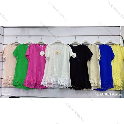Tričko bavlnené krátky rukáv dámske (S/M ONE SIZE) TALIANSKA MÓDA IMWGM23457