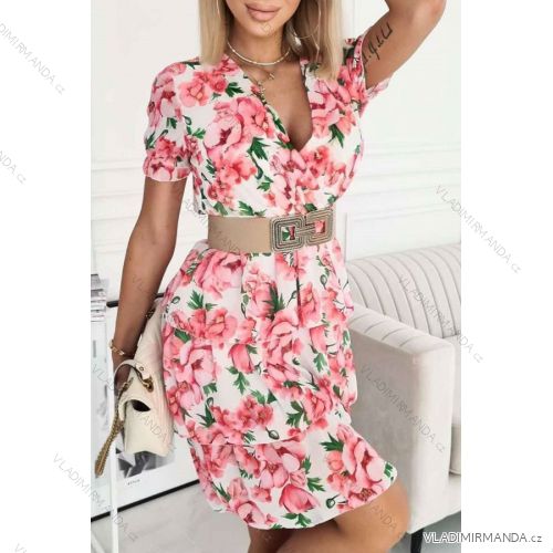 Šaty šifónové krátky rukáv dámske (S/M ONE SIZE) TALIANSKA MÓDA IMWGM23451