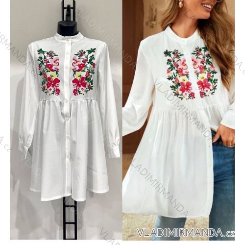 Tunika košeľová dlhý rukáv dámska (S/M ONE SIZE) TALIANSKA MÓDA IMWC23479