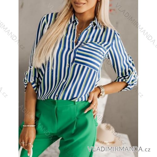 Košeľa dlhý rukáv dámska prúžok (S/M ONE SIZE) TALIANSKA MÓDA IMWGS23483