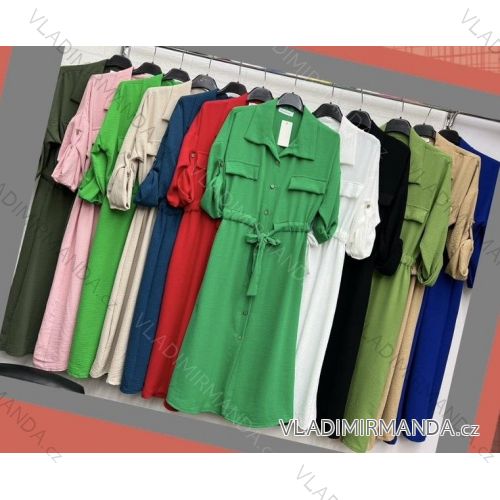 Šaty košeľové dlhý rukáv dámske (XL/2XL ONE SIZE) TALIANSKA MÓDA IMWD23508